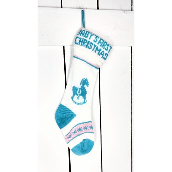 Vintage Babys First Christmas teddy bear Christmas stocking - Picture 2 of 3